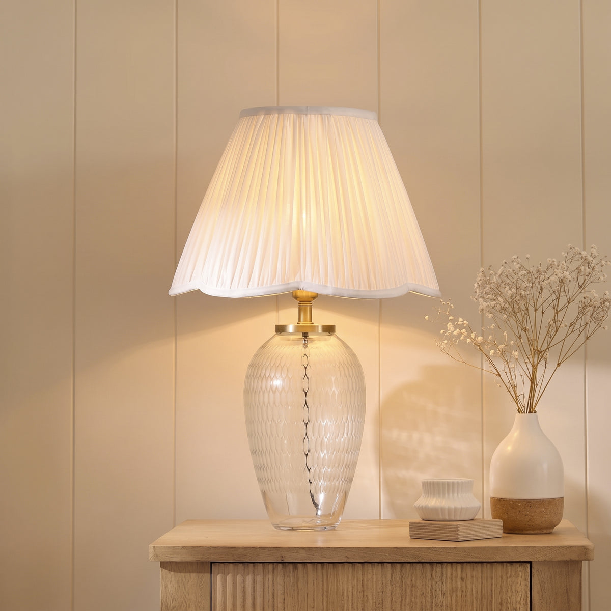 Cranbourne 28cm Glass Lamp Base - Clear - Laura James 
