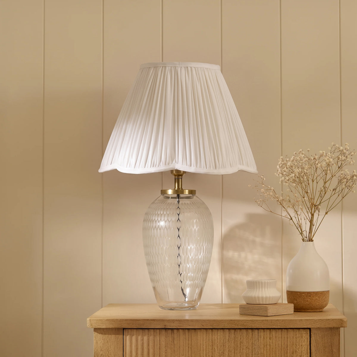 Cranbourne 28cm Glass Lamp Base - Clear - Laura James 