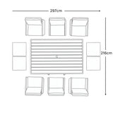 10 Seater Rattan Cube Outdoor Dining Set - Grey Weave - Laura James