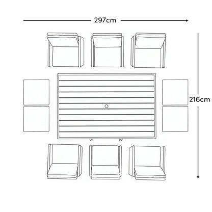 10 Seater Rattan Cube Outdoor Dining Set - Grey Weave - Laura James