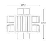 8 Seater Rattan Cube Outdoor Dining Set - Black Weave Polywood Top - Laura James
