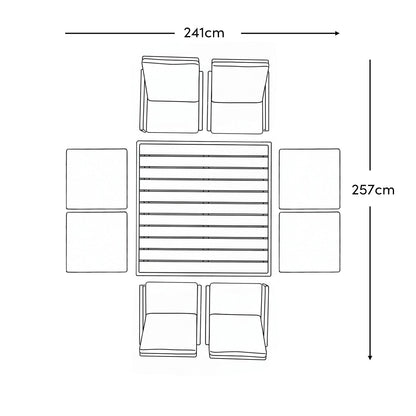 8 Seater Rattan Cube Outdoor Dining Set - Natural Brown Weave Polywood Top - Laura James