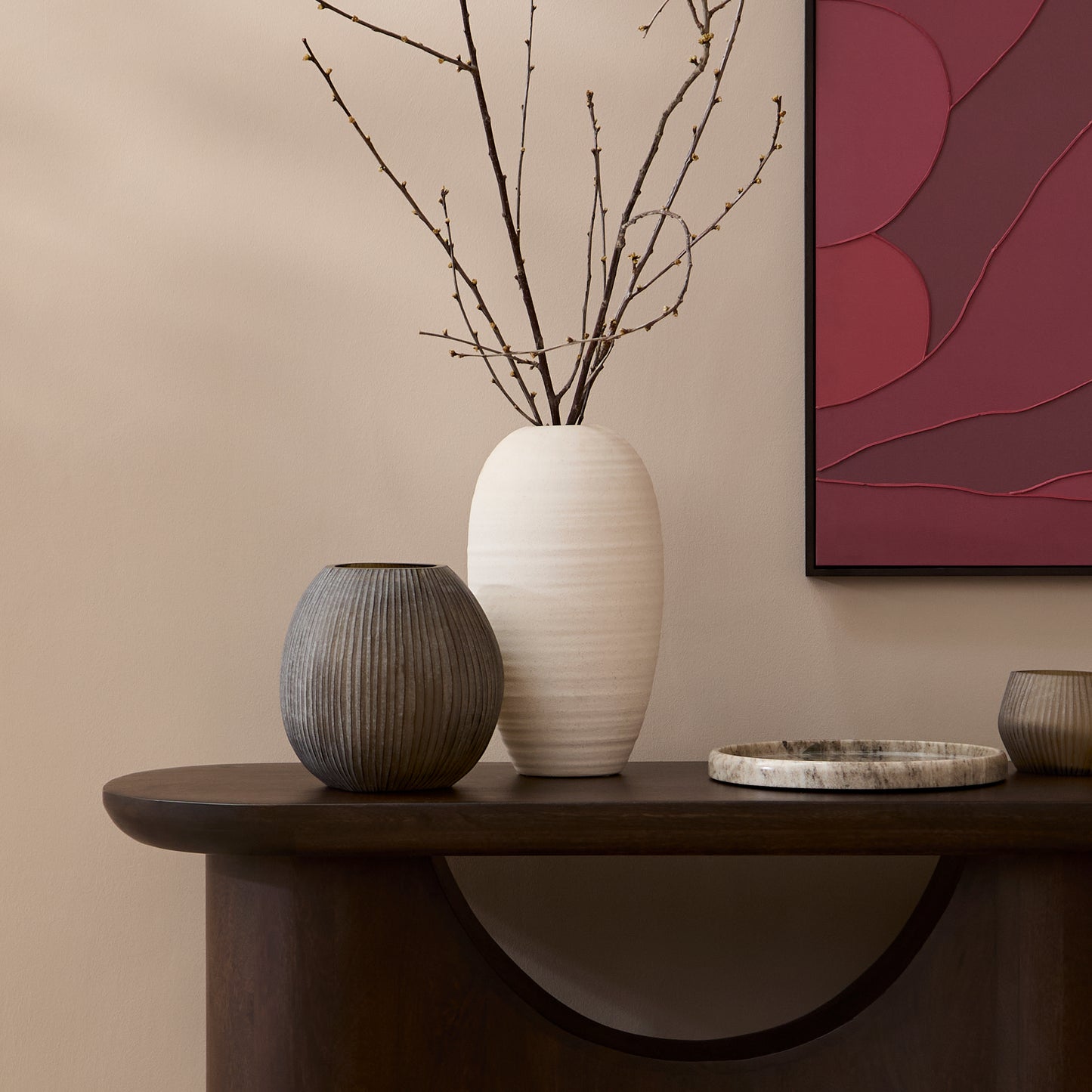 Octavia 110cm Oval Console Table - Coffee Brown Mango Wood - Laura James 