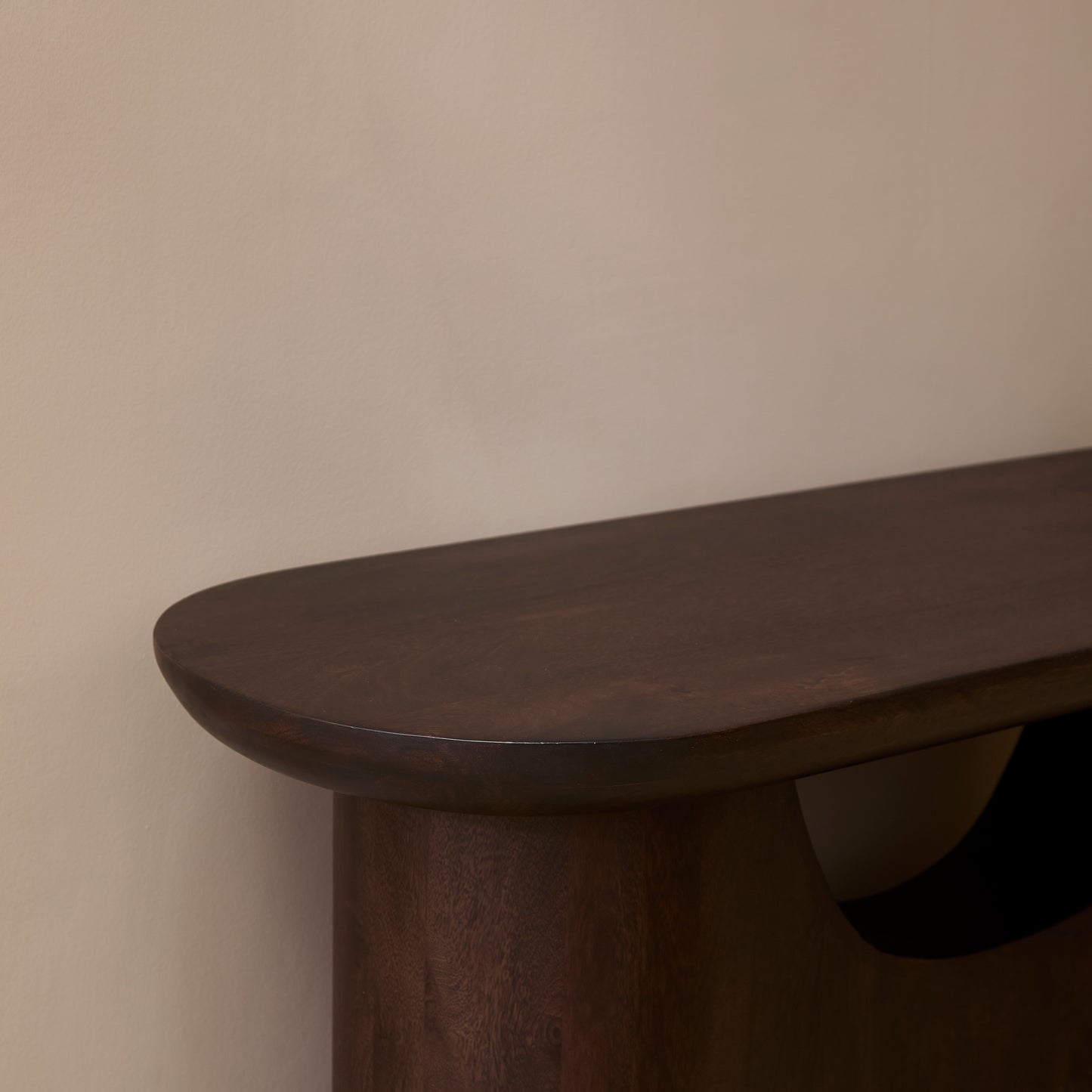 Octavia 110cm Oval Console Table - Coffee Brown Mango Wood - Laura James 
