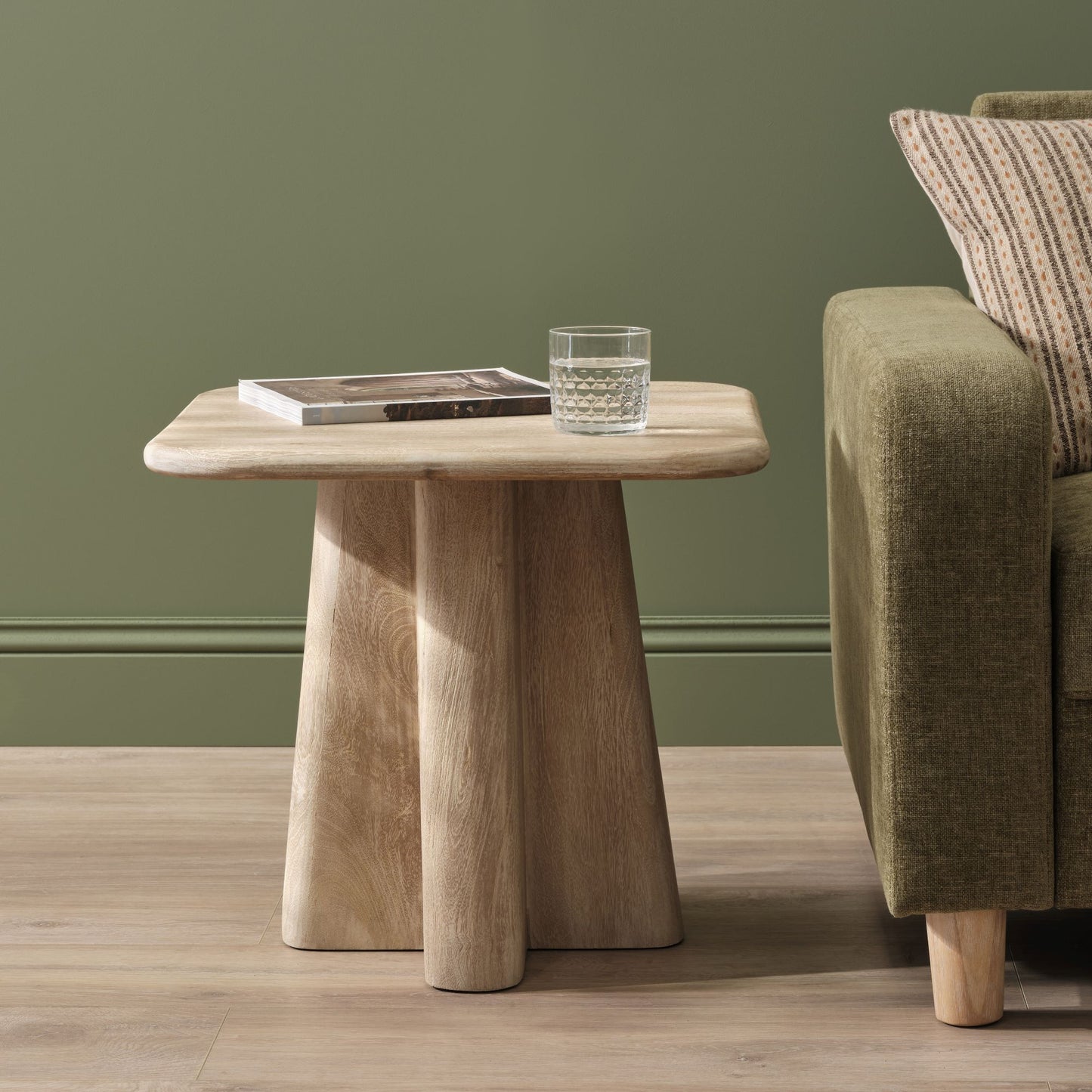 Bastian 50cm Square Side Table - Limewash - Laura James 
