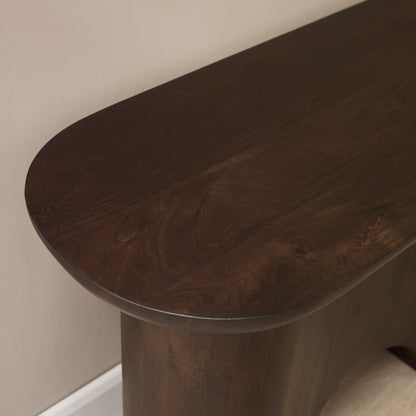 Octavia 110cm Oval Console Table - Coffee Brown Mango Wood - Laura James 