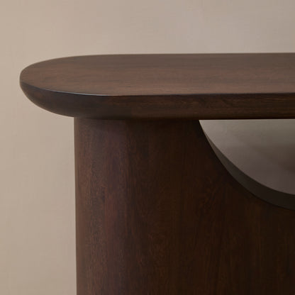 Octavia 110cm Oval Console Table - Coffee Brown Mango Wood - Laura James 