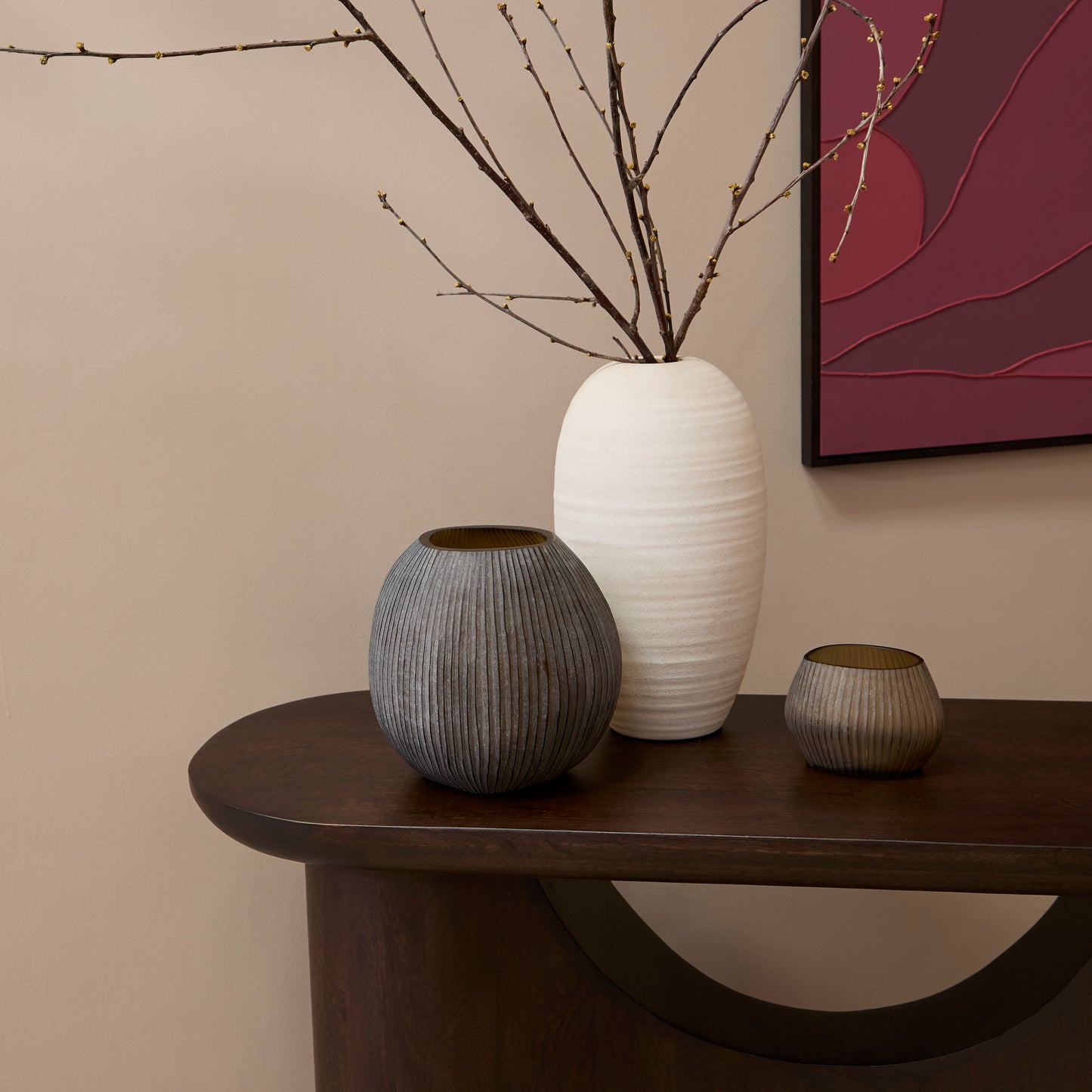Octavia 110cm Oval Console Table - Coffee Brown Mango Wood - Laura James 