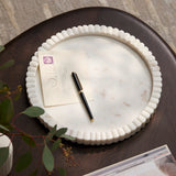 Tiree 30cm Round Tray - White Marble - Laura James