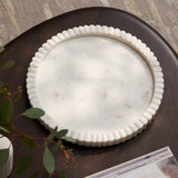 Tiree 30cm Round Tray - White Marble - Laura James