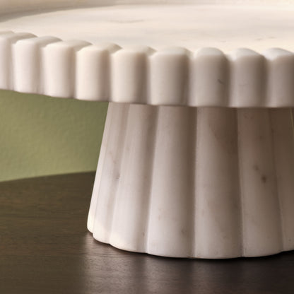 Tiree 25cm Round Cake Stand - White Marble - Laura James 