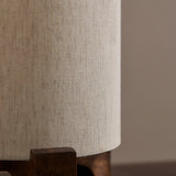 Konduru 30cm Table Lamp - Natural Fabric and Darkened Mango Wood - Laura James 