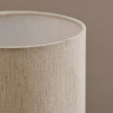 Konduru 30cm Table Lamp - Natural Fabric and Darkened Mango Wood - Laura James 