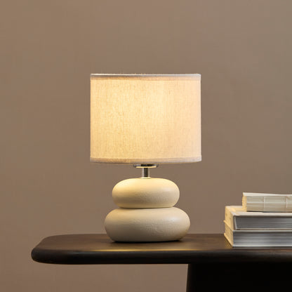 Chesil 29cm Table Lamp - Off White with Alabaster White Linen Shade - Laura James 