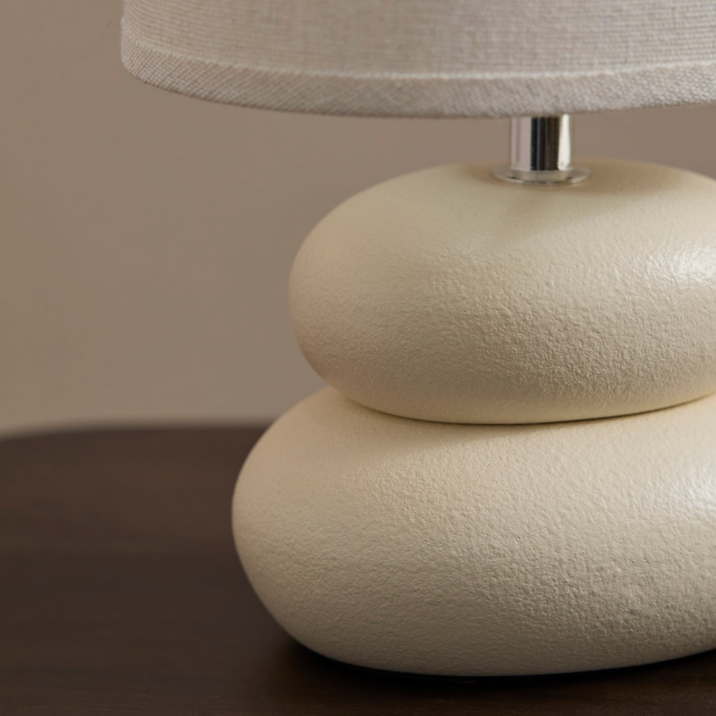 Chesil 29cm Table Lamp - Off White with Alabaster White Linen Shade - Laura James 