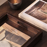 Alder 40cm Rectangular Wooden Tray - Coffee Brown - Laura James 