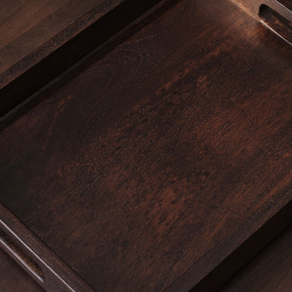 Alder 40cm Rectangular Wooden Tray - Coffee Brown - Laura James 