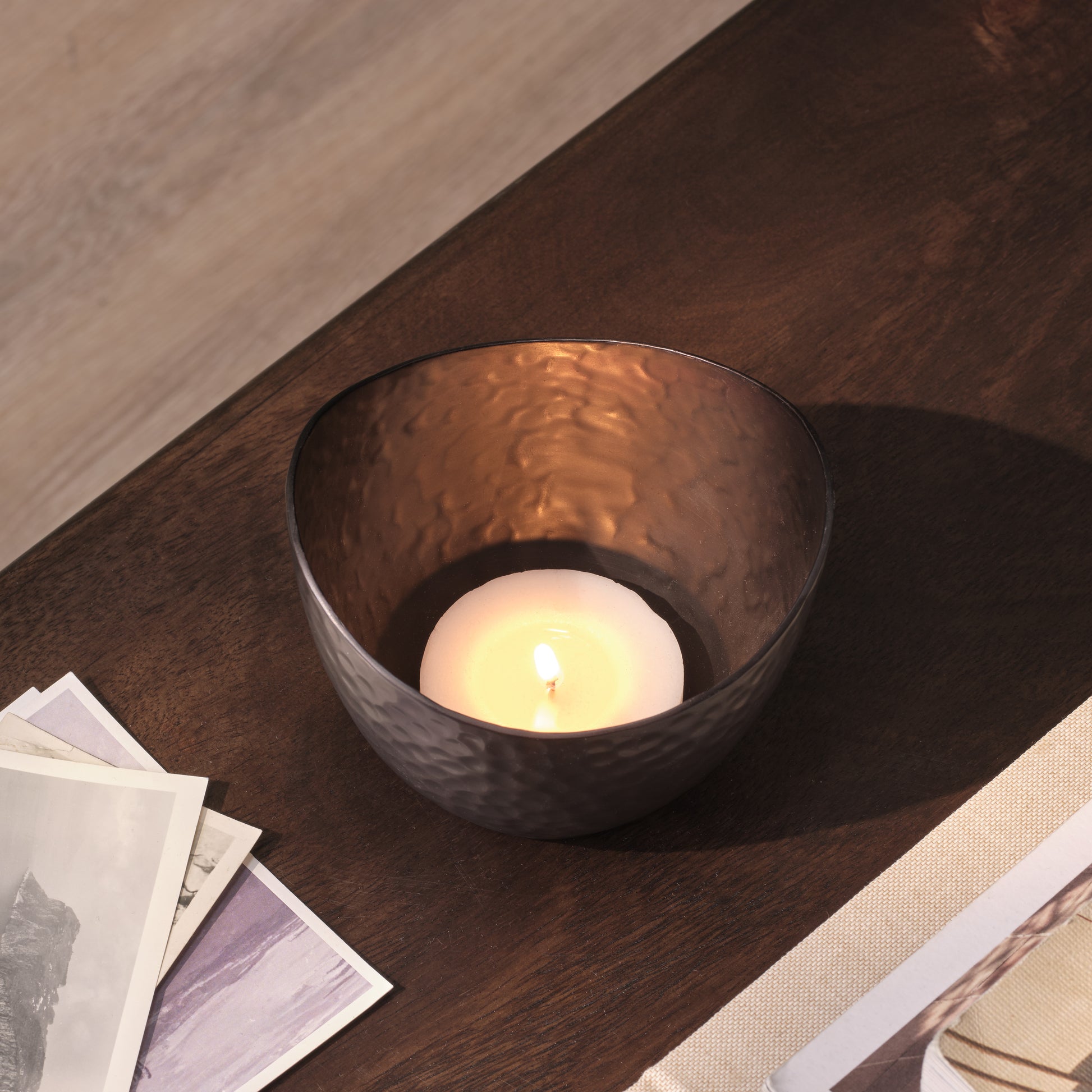 Meldon 10cm Metal Candle Holder - Black - Laura James 