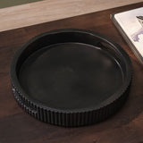 Jade 35cm Round Ribbed Tray - Jet Black Mango Wood - Laura James 