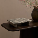 Tiree 30cm Rectangular Footed Tray - Beige Marble - Laura James 