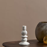 Alder 18cm Ceramic Candlestick Set of 2 - Off White - Laura James 