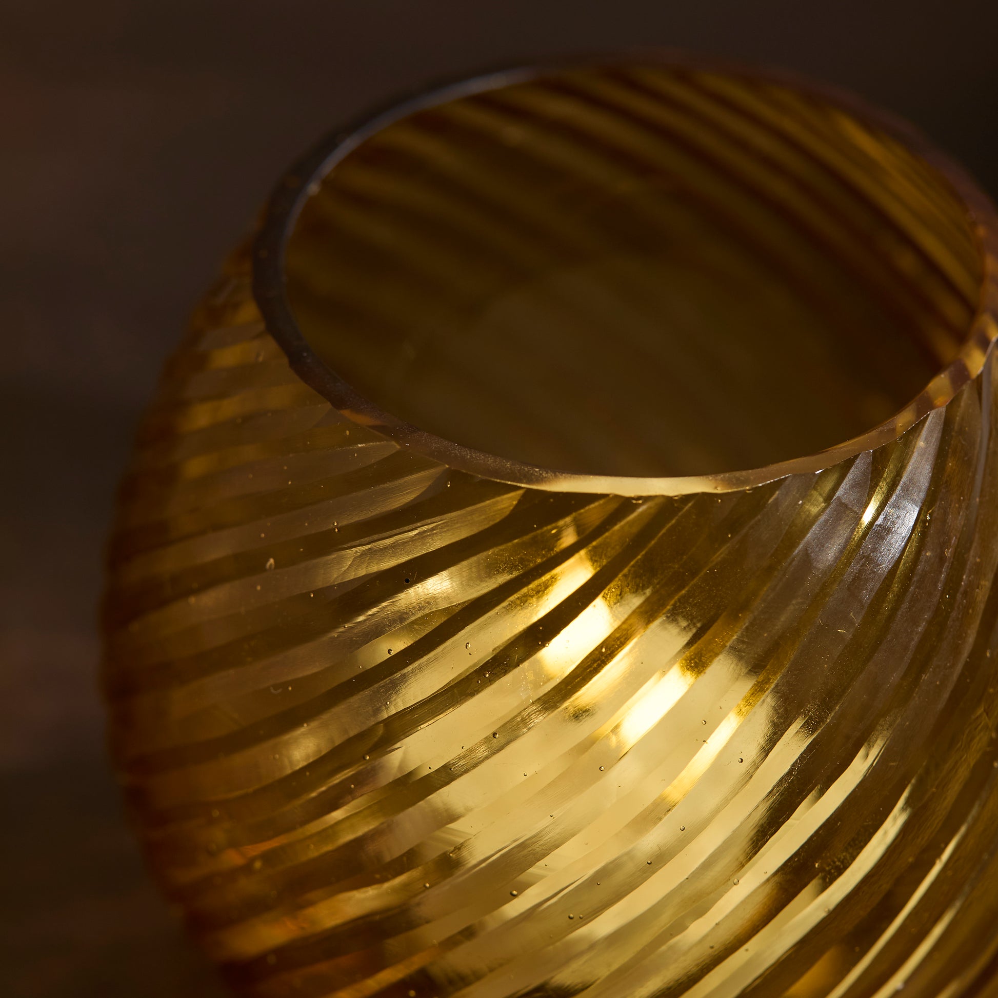 Lacaze 10cm Glass Tea Light Holder - Amber Yellow - Laura James