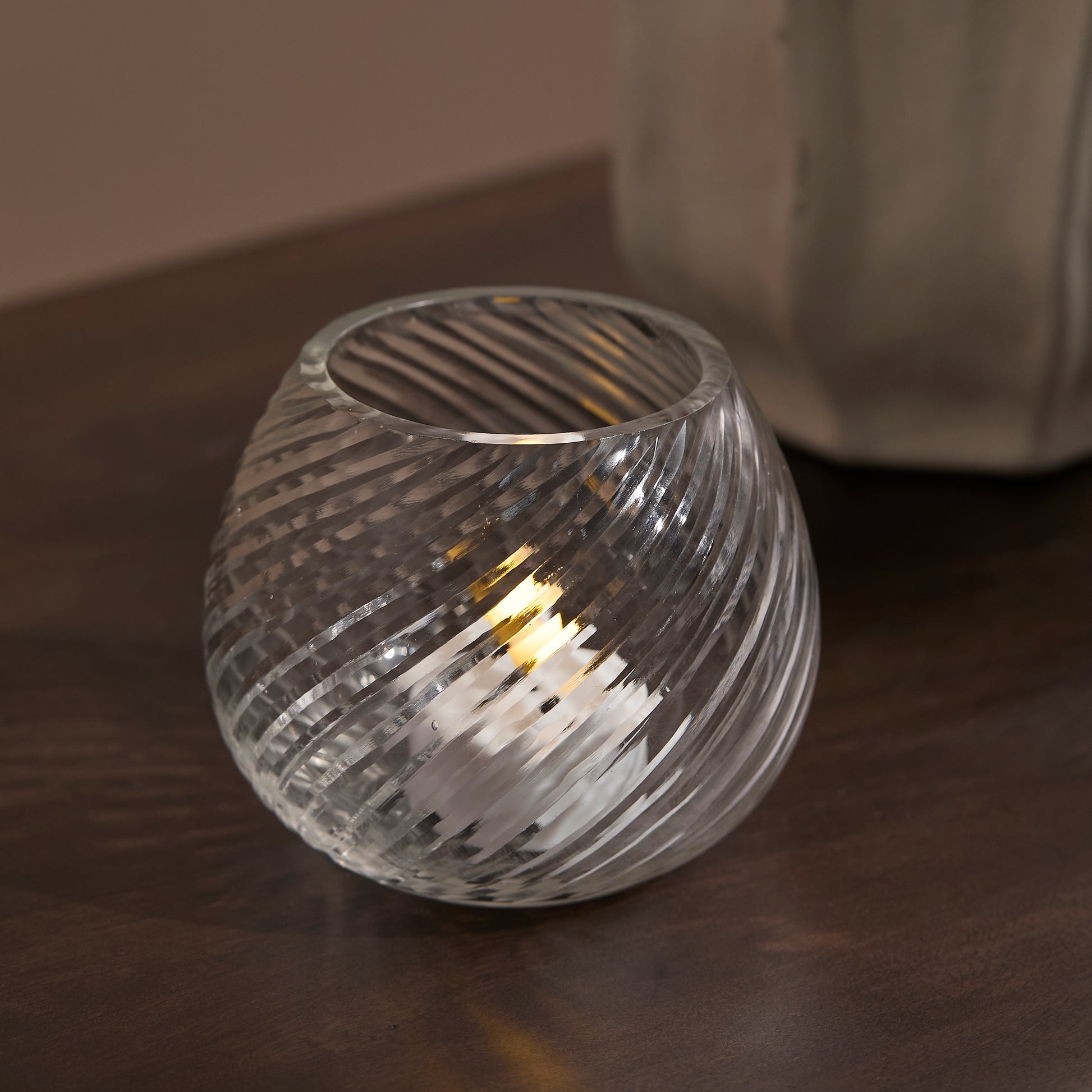 Lacaze 10cm Glass Tea Light Holder - Clear - Laura James 