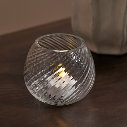 Lacaze 10cm Glass Tea Light Holder - Clear - Laura James 