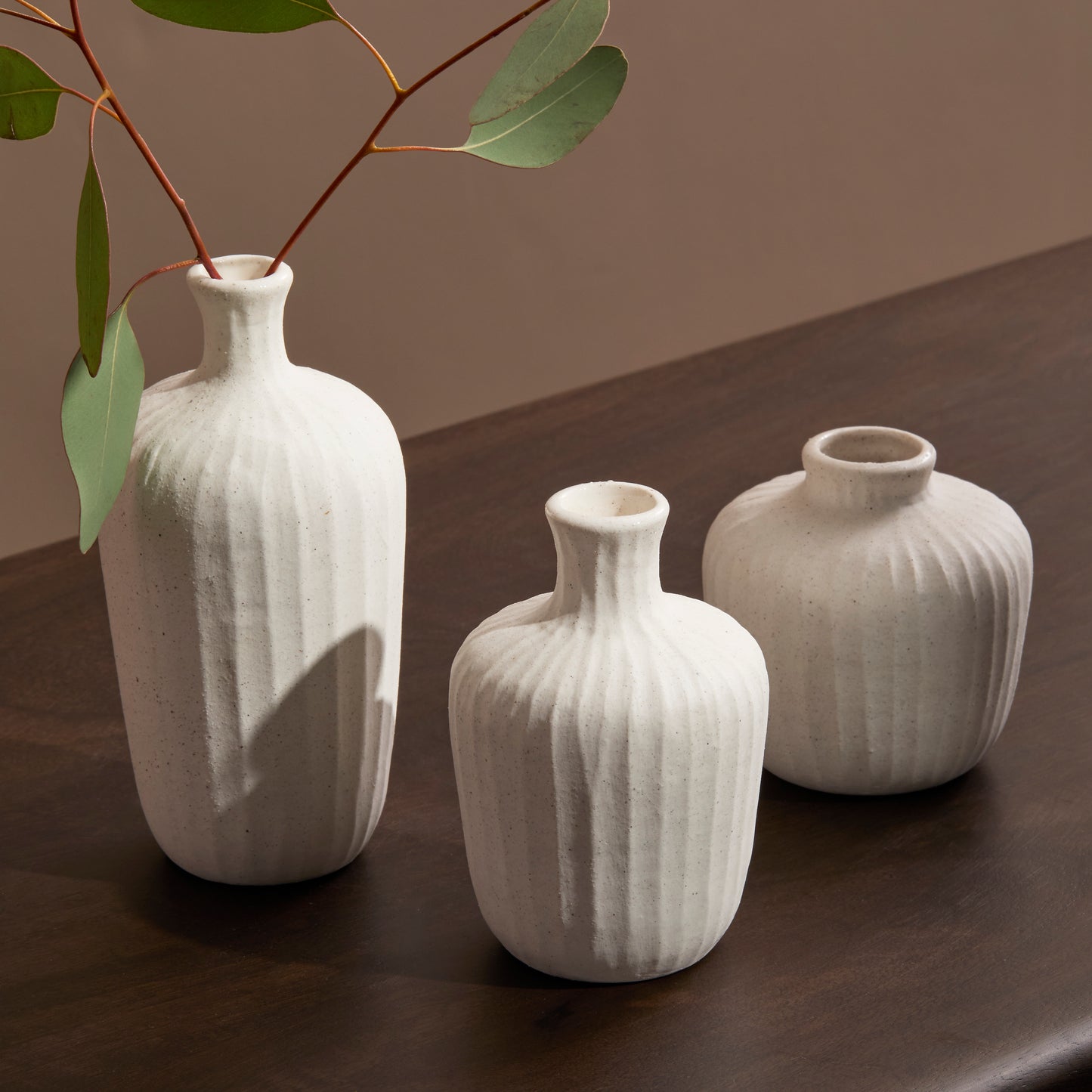 Bayswater Set of 3 Ceramic Vase - Off White - Laura James 