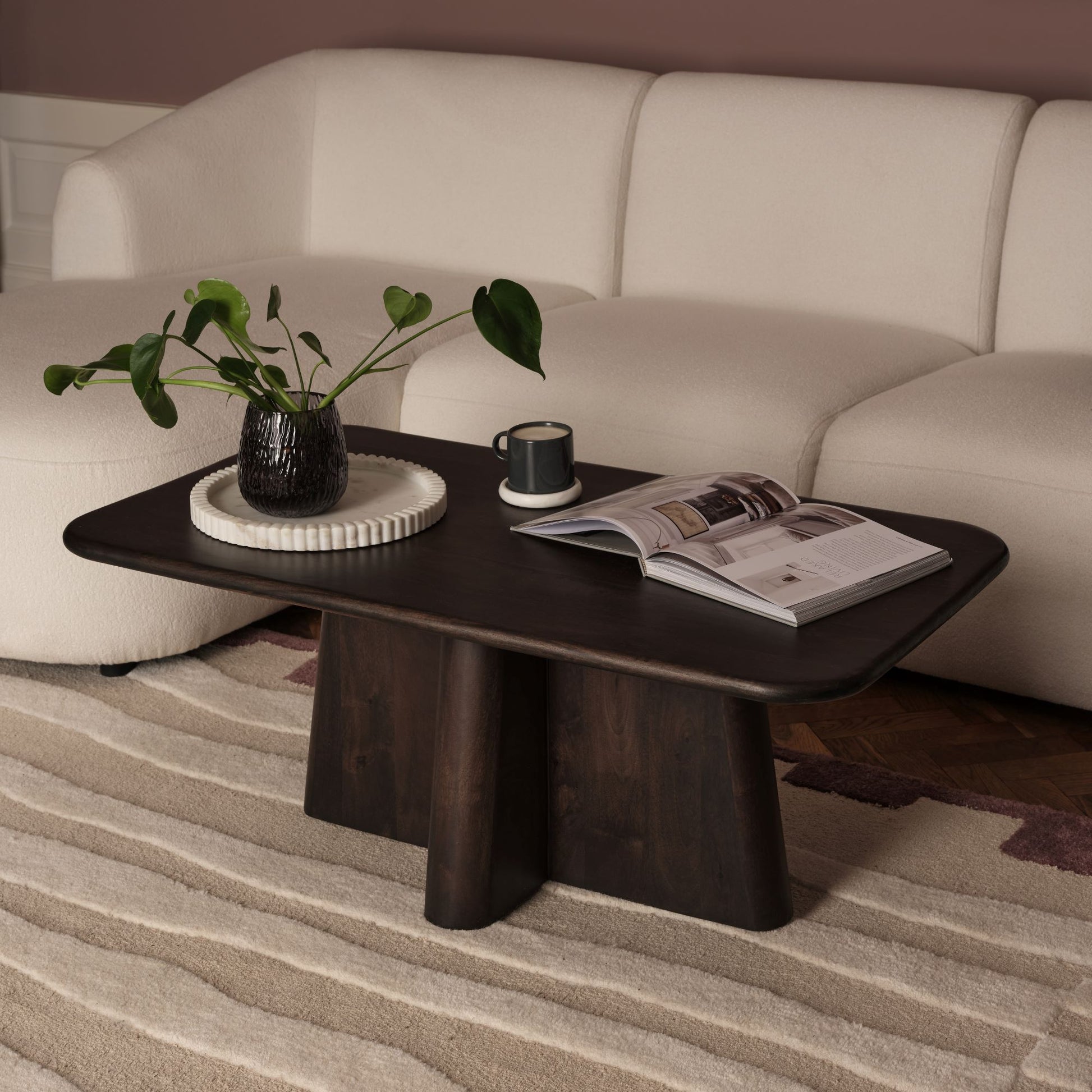 Bastian 100cm Coffee Brown Mango Wood Coffee Table - Laura James 
