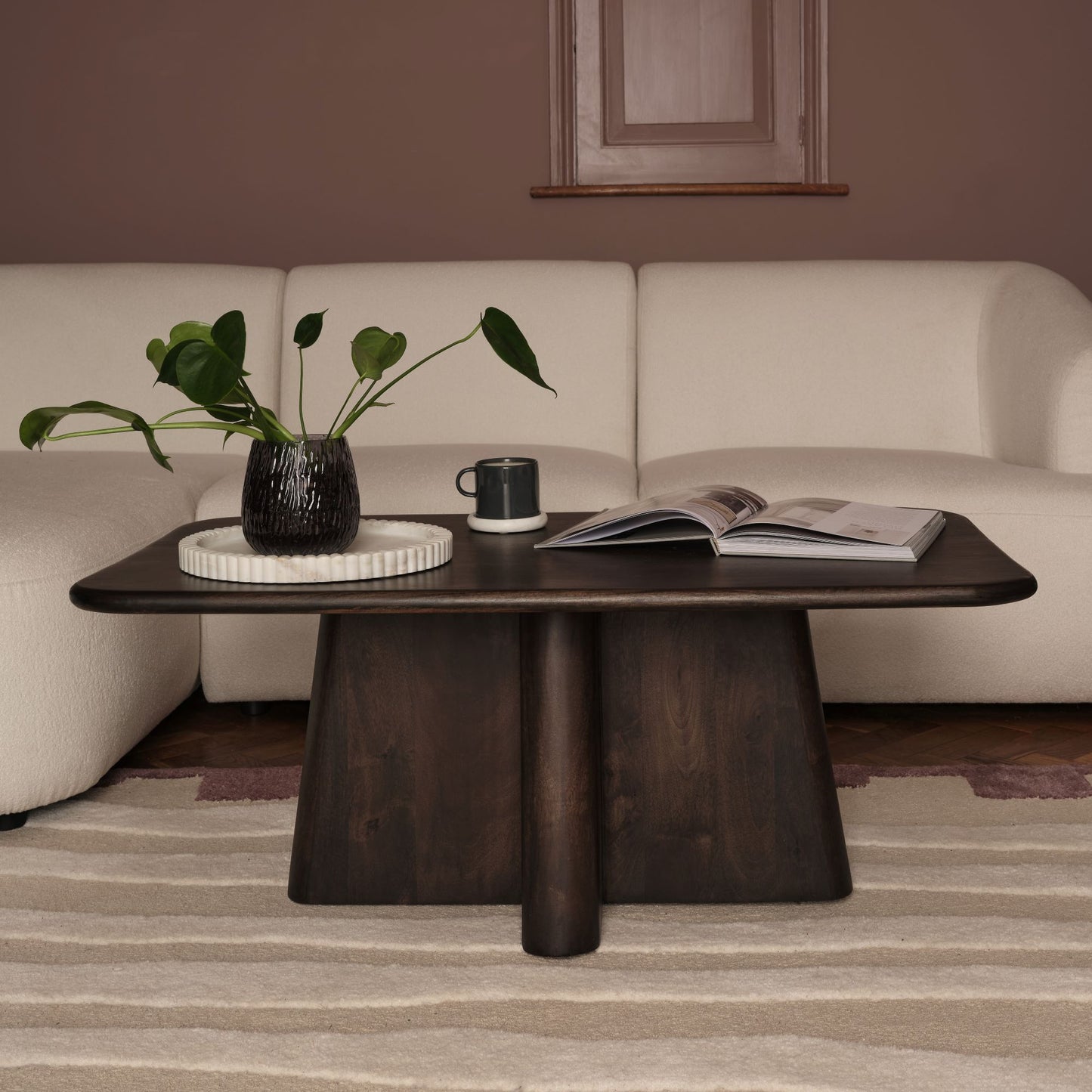 Bastian 100cm Coffee Brown Mango Wood Coffee Table - Laura James 