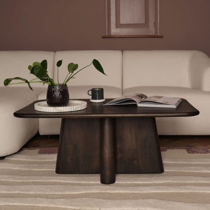 Bastian 100cm Coffee Brown Mango Wood Coffee Table - Laura James 