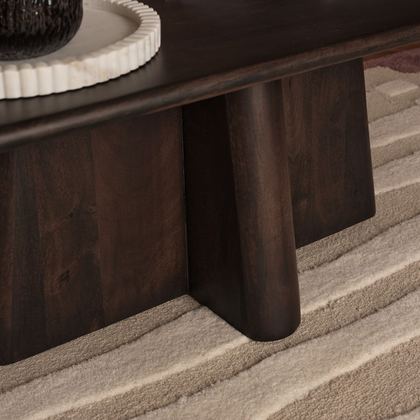 Bastian 100cm Coffee Brown Mango Wood Coffee Table - Laura James 