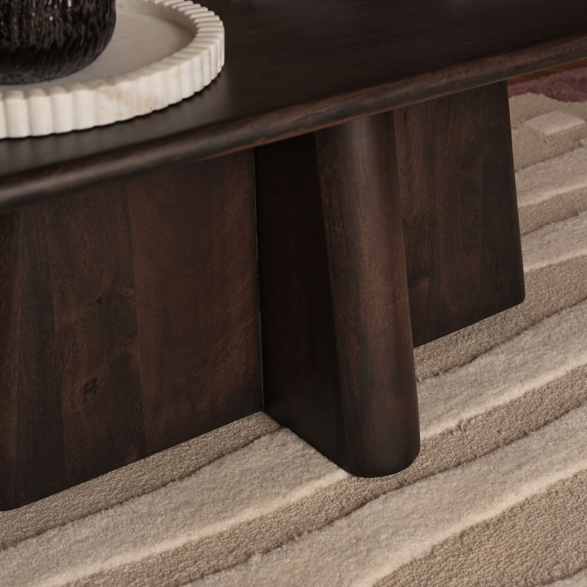 Bastian 100cm Coffee Brown Mango Wood Coffee Table - Laura James 