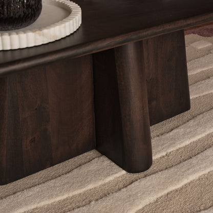 Bastian 100cm Coffee Brown Mango Wood Coffee Table - Laura James 