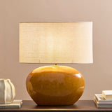 Skelton 50cm Table Lamp - Saffron Yellow with Off-White Shade - Laura James 