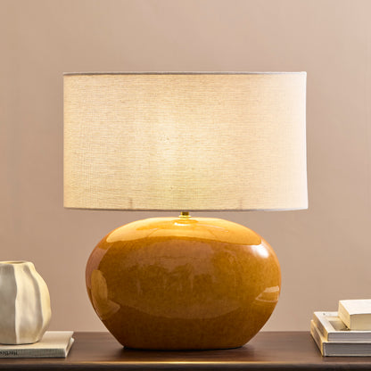 Skelton 50cm Table Lamp - Saffron Yellow with Off-White Shade - Laura James 