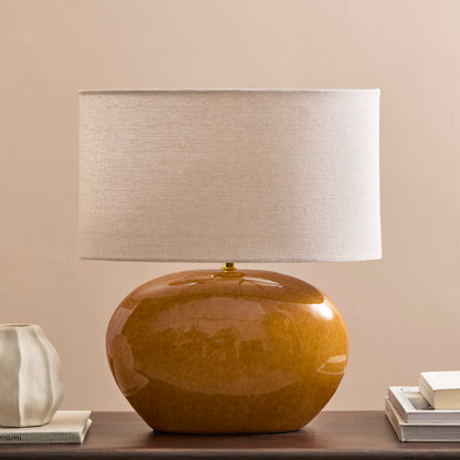 Skelton 50cm Table Lamp - Saffron Yellow with Off-White Shade - Laura James 