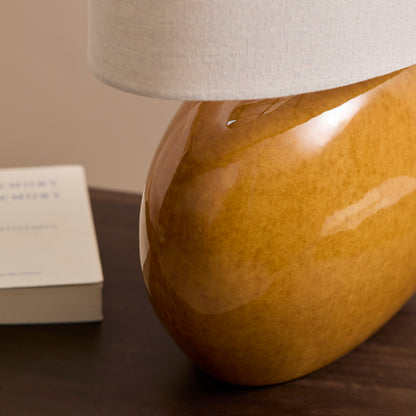 Skelton 50cm Table Lamp - Saffron Yellow with Off-White Shade - Laura James 