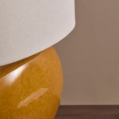 Skelton 50cm Table Lamp - Saffron Yellow with Off-White Shade - Laura James 