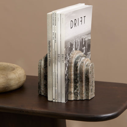 Tiree 15cm Set of 2 Arch Bookends - Beige Marble - Laura James 