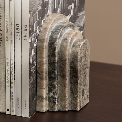 Tiree 15cm Set of 2 Arch Bookends - Beige Marble - Laura James 