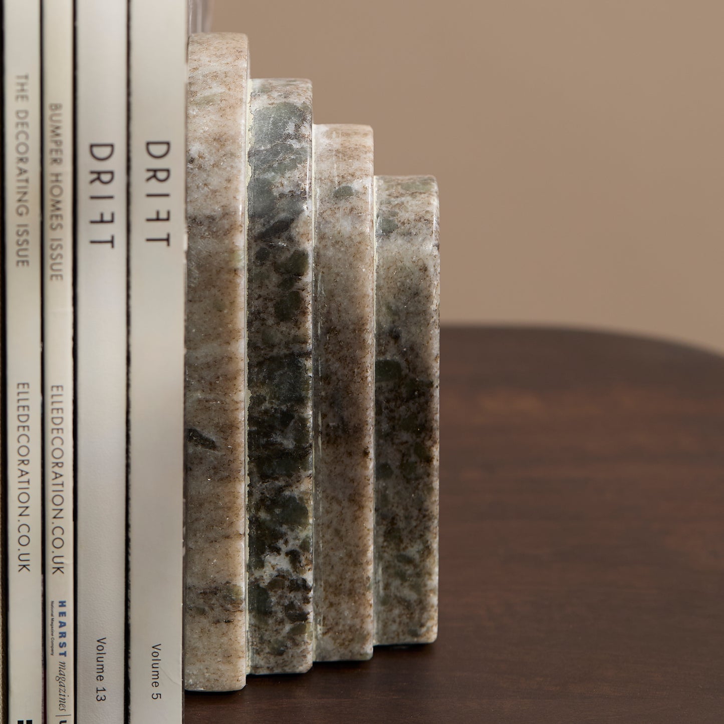 Tiree 15cm Set of 2 Arch Bookends - Beige Marble - Laura James 