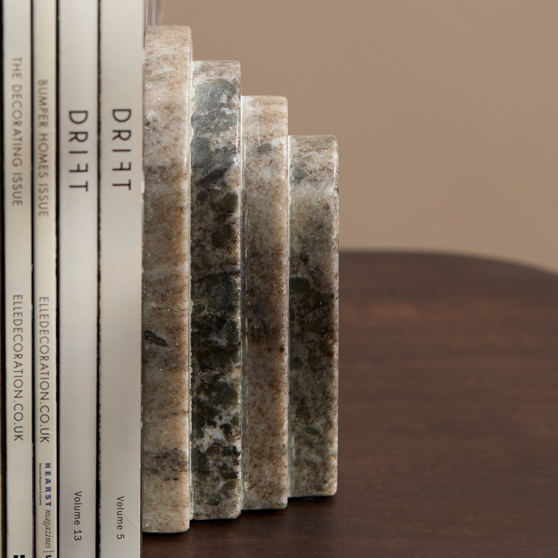 Tiree 15cm Set of 2 Arch Bookends - Beige Marble - Laura James 