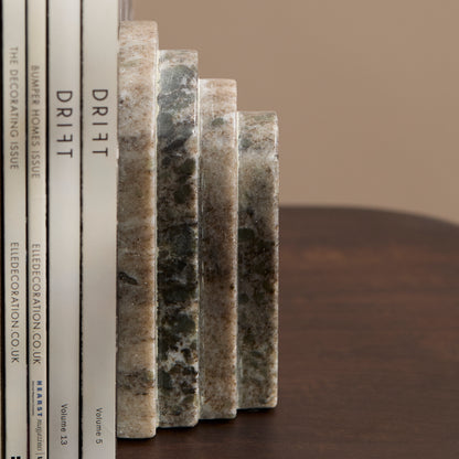 Tiree 15cm Set of 2 Arch Bookends - Beige Marble - Laura James 