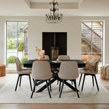 Amelia Black Dining Table Set - 6 Seater - Bella Soft Beige Dining Chairs - Black Legs - Laura James 