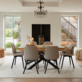 Amelia Whitewash Extendable Dining Table Set - 6 Seater - Bella Soft Beige Dining Chairs - Black Legs
