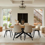 Amelia Whitewash Extendable Dining Table Set - 6 Seater - Bella Soft Beige Dining Chairs - Black Legs
