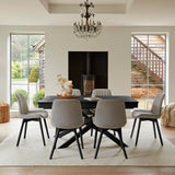 Amelia Black Extending Dining Table Set - 6 Seater - Bella Grey Dining Chairs - Black Legs - Laura James 