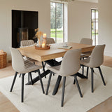  Bella Soft Beige Dining Chairs - Set Of 2 -  Black Legs - Laura James 